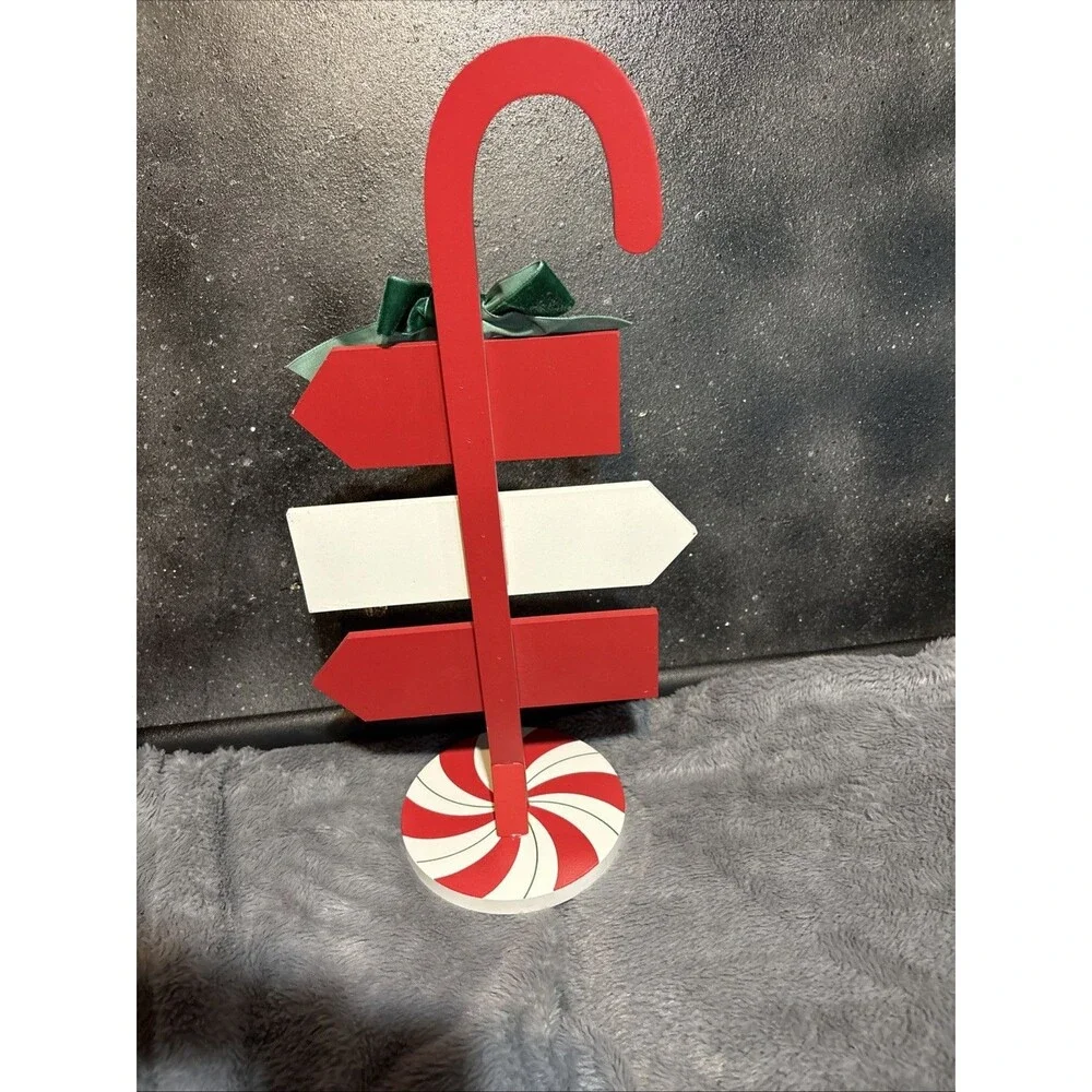 Christmas Tabletop Decor Wooden Arrows Sign Peppermint Lane JOY HoHoHo NOEL New